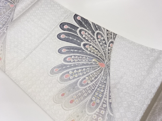 JAPANESE KIMONO / FUKURO OBI / SAGANISHIKI / WOVEN PEACOCK